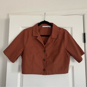 And Now This Rust Orange Cropped Button Up Cotton Shirt
